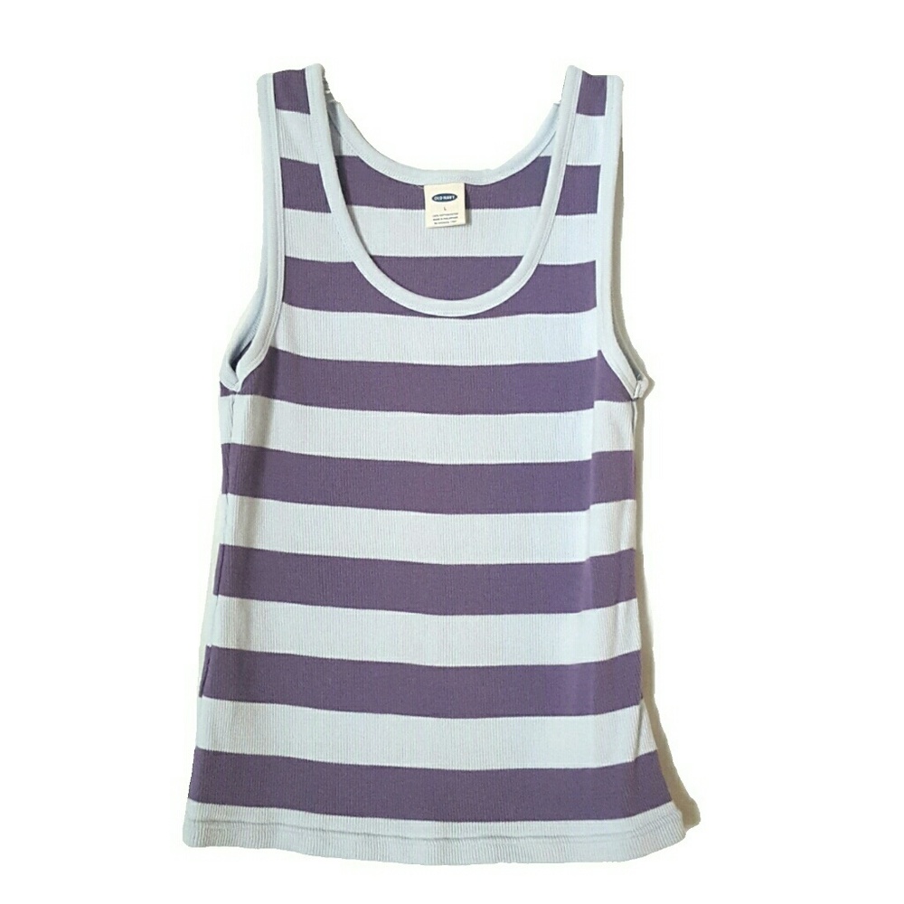 Old Navy | Light Blue & Dusty Purple Striped Tank